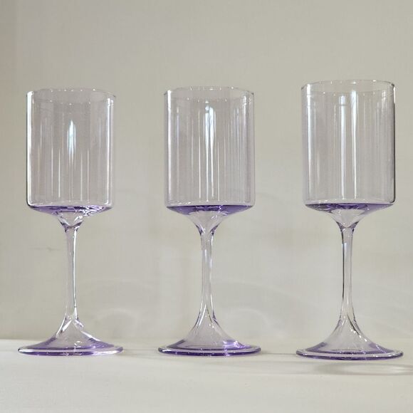 Rachel Zoe Drinkware‎ Purple Clear Wine Glass 13oz Set of 4 - Picture 3 of 16